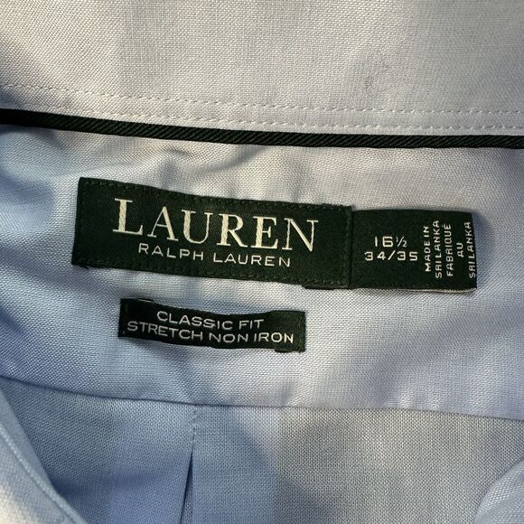 Mens NWT Lauren Ralph Lauren Classic Fit Stretch Blue Large Button Down Shirt - Picture 4 of 9